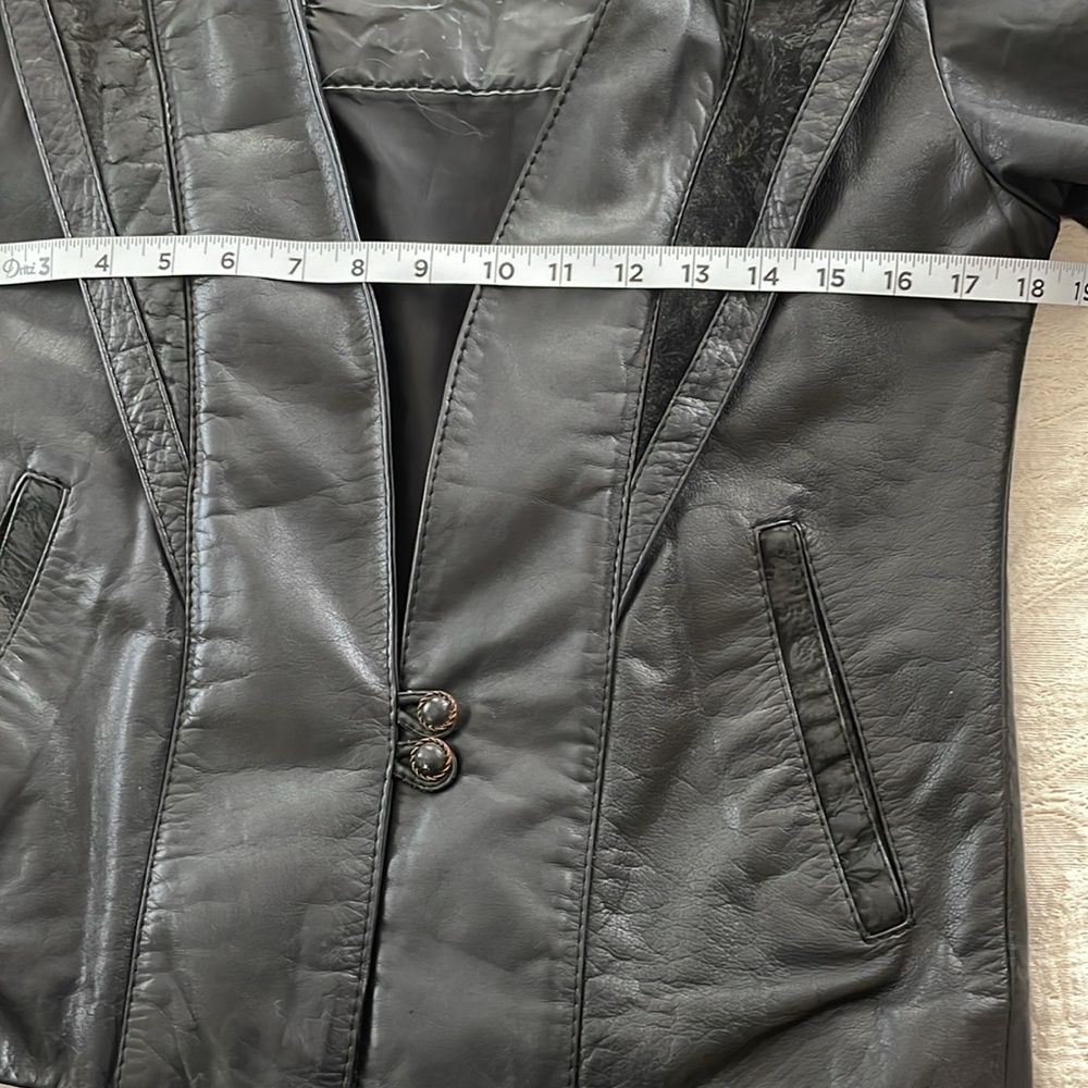 Vintage 90s Black Leather Womens Jacket Size 40/ US 10 - Picture 7 of 8